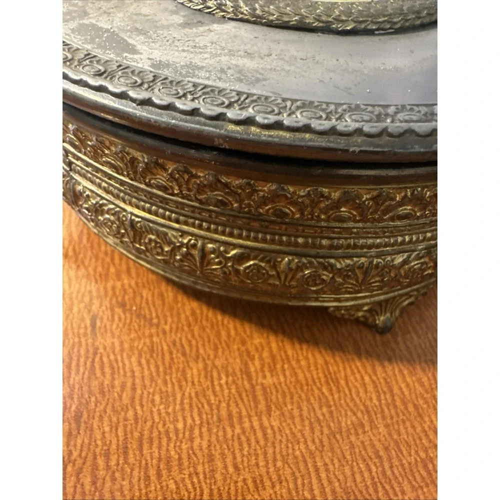 Antique Brass PNCW Triple Divided covered Trinket/Candy Dish‎